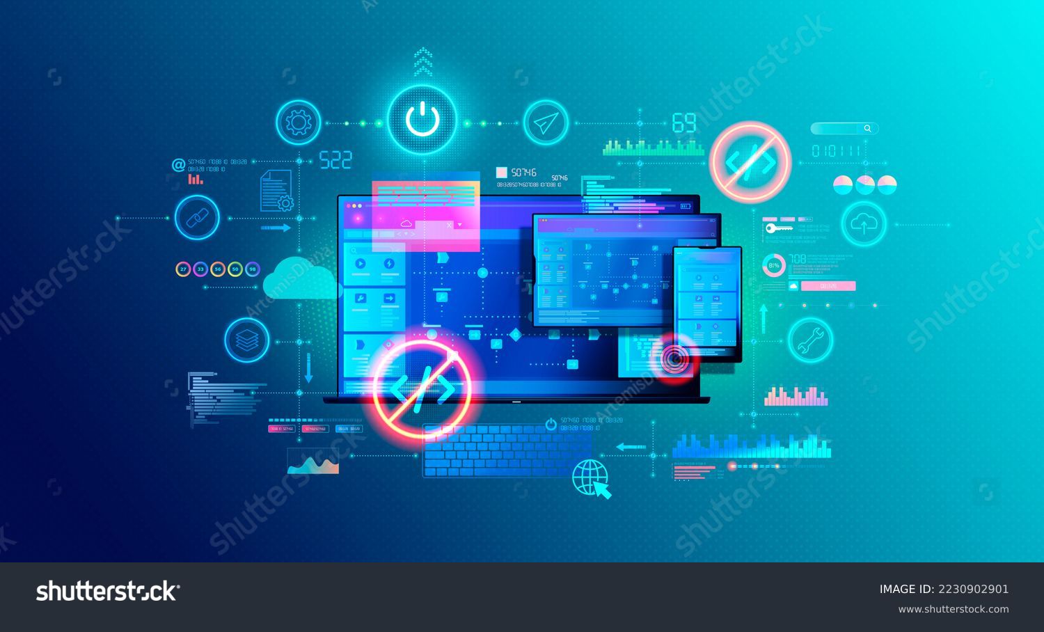 The Rise of No-Code and Low-Code Platforms Conceptual Visualization