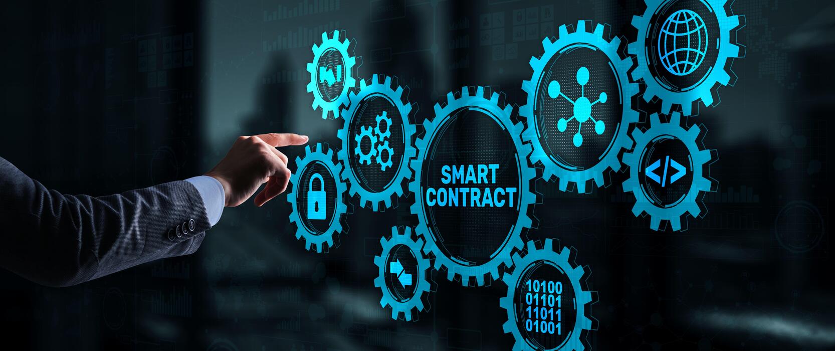 AI in Smart Contract Management Conceptual Visualization