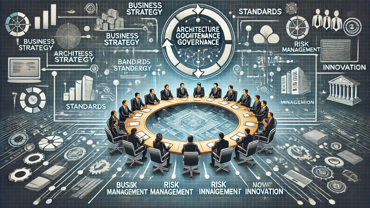IT Architecture Governance Best Practices Conceptual Visualization