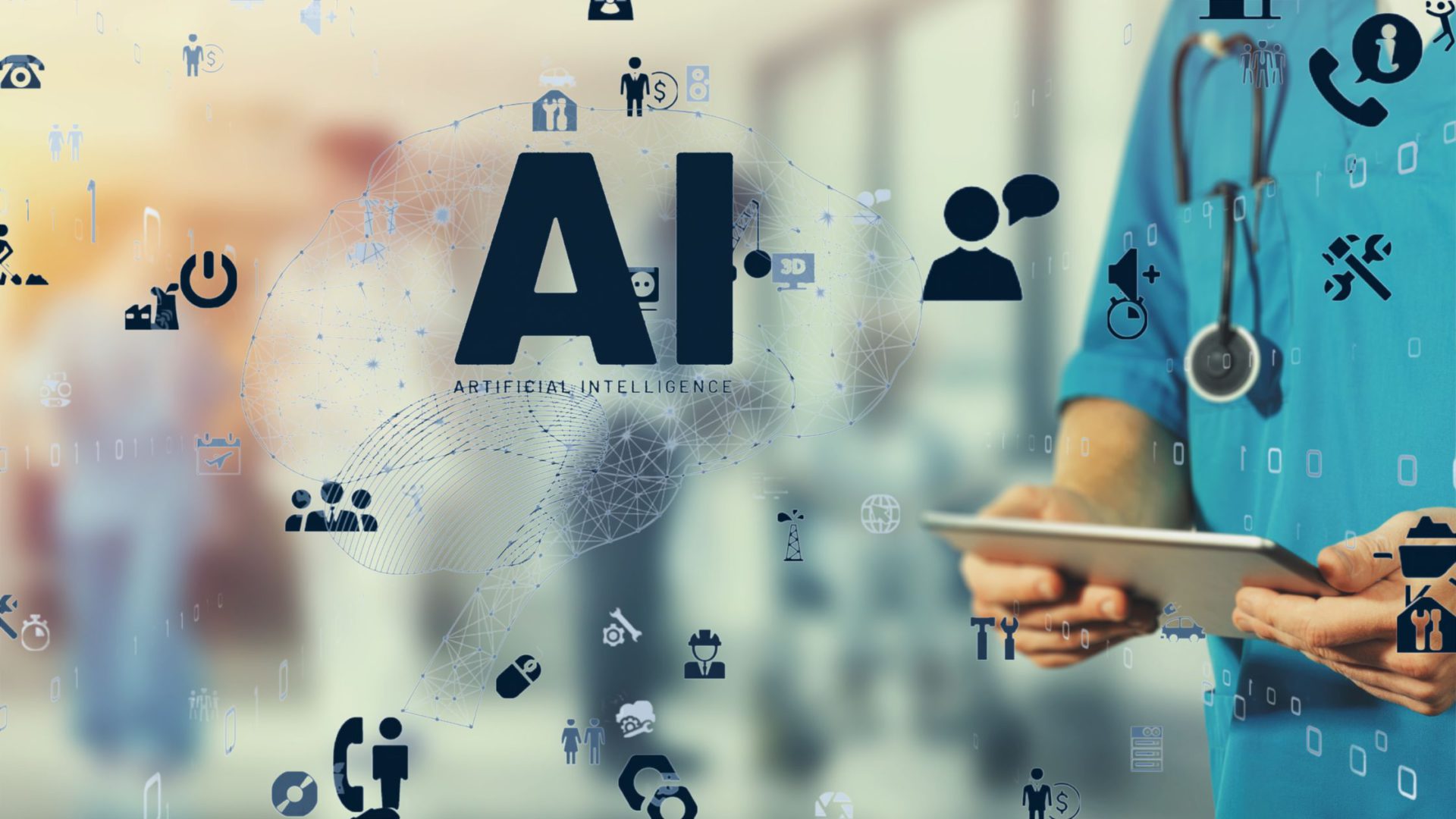 AI in Virtual Clinical Training Simulations Conceptual Visualization