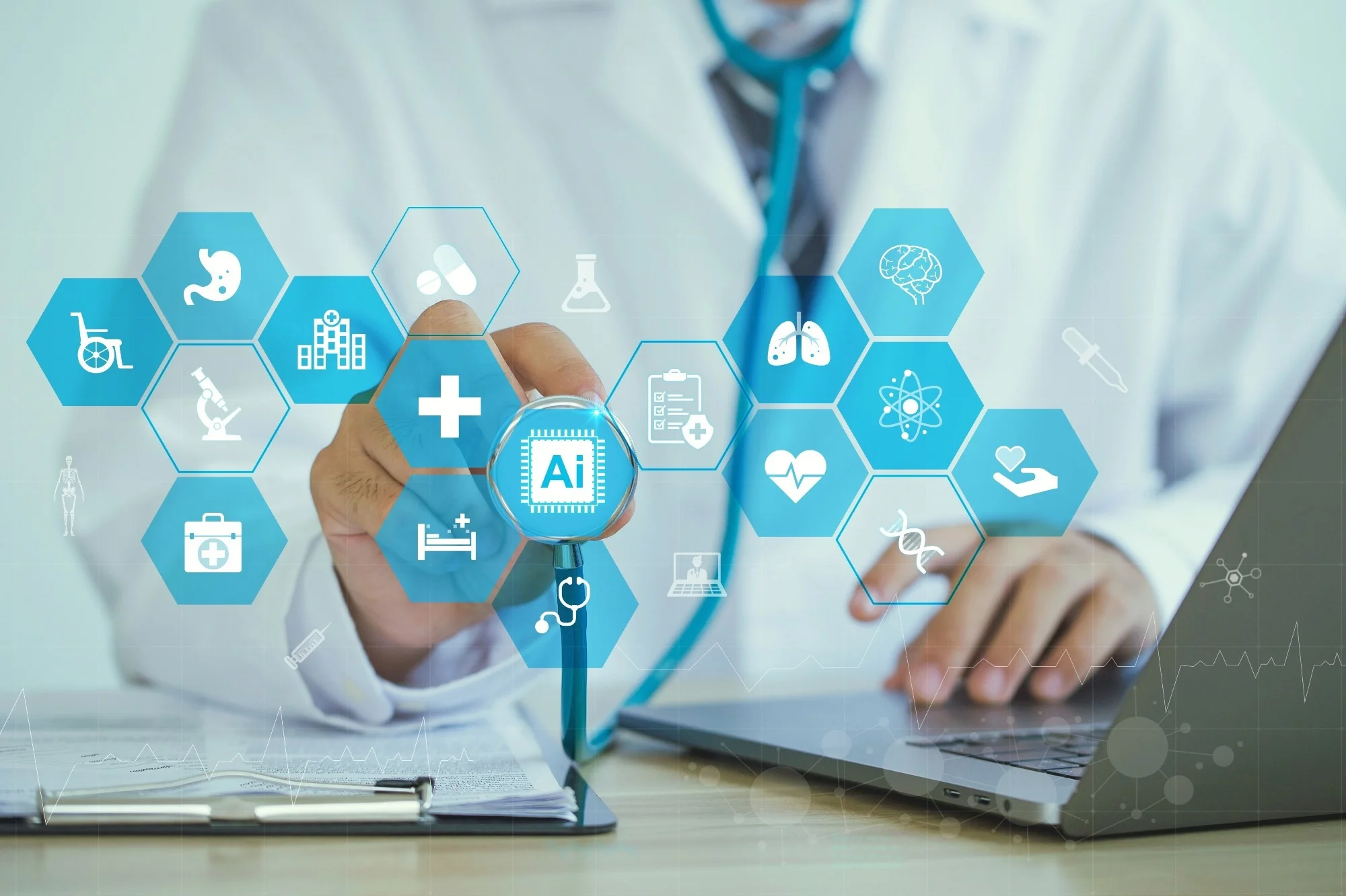IT Governance and Ethics in Healthcare AI Conceptual Visualization