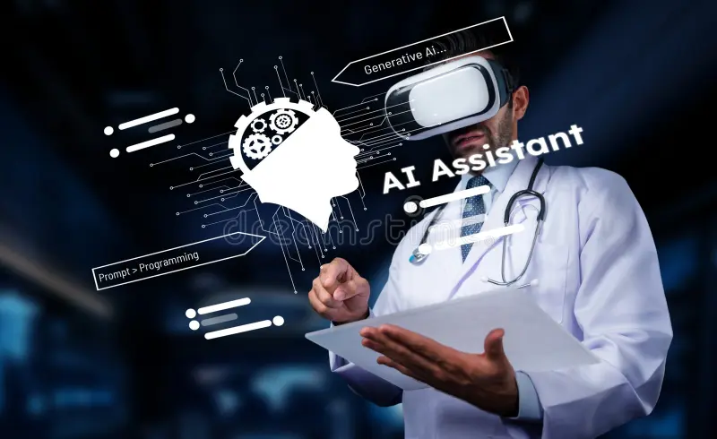 AI in Virtual Health Assistants Conceptual Visualization