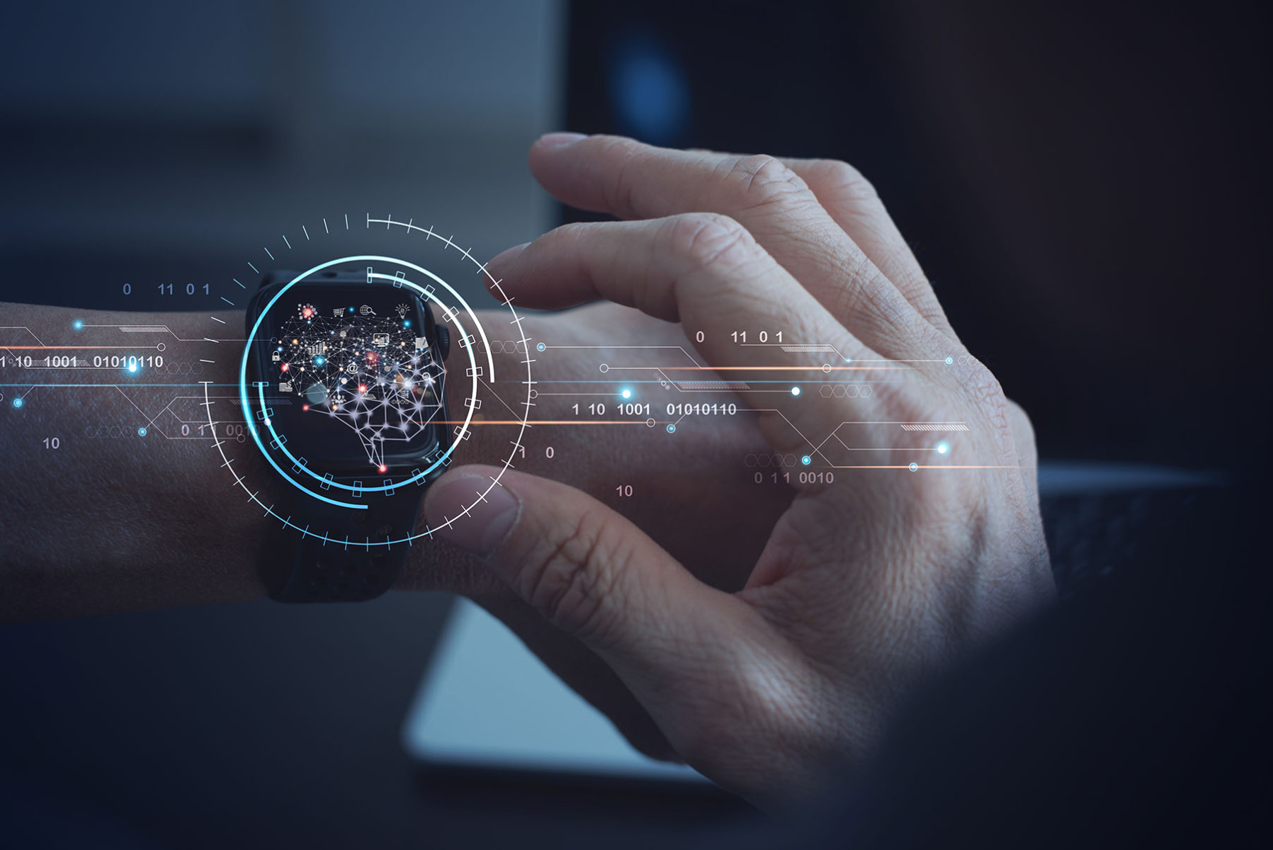 AI in Wearable Medical Devices Conceptual Visualization