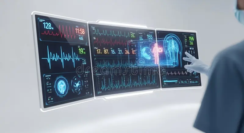 AI in Medical Signal Processing (ECG, EEG) Conceptual Visualization