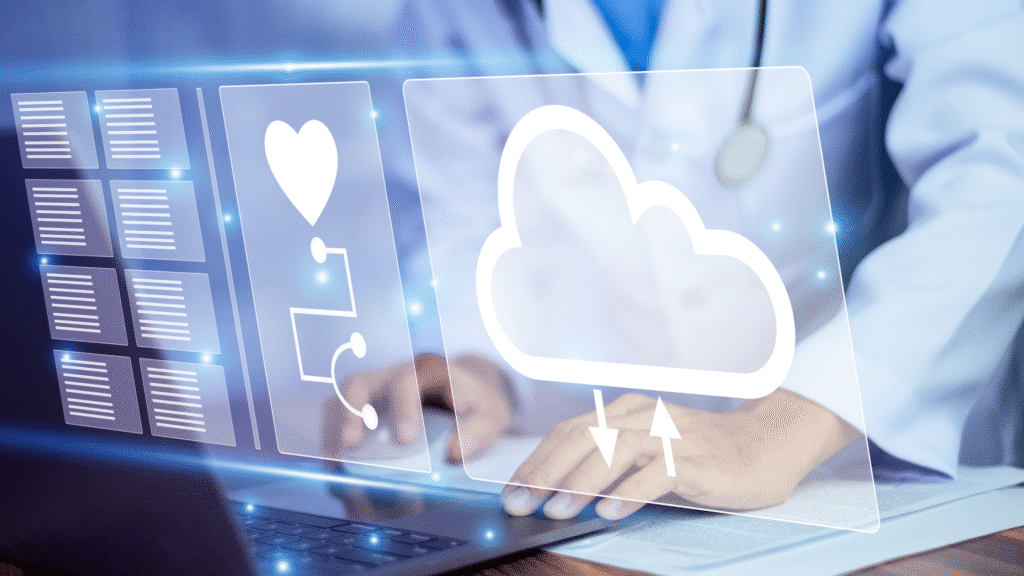 Healthcare IT Multi-Cloud Strategy Design Conceptual Visualization