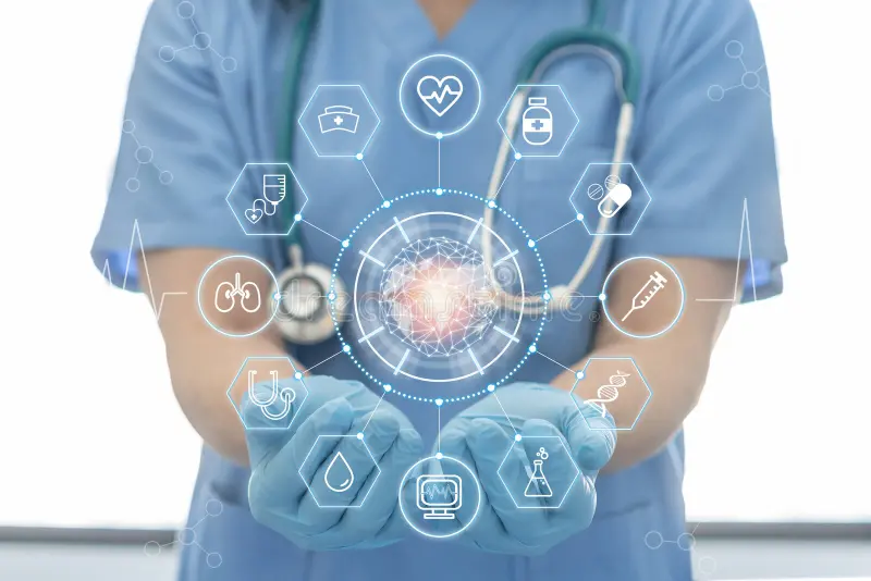 Edge Computing in AI-Powered Healthcare Devices Conceptual Visualization